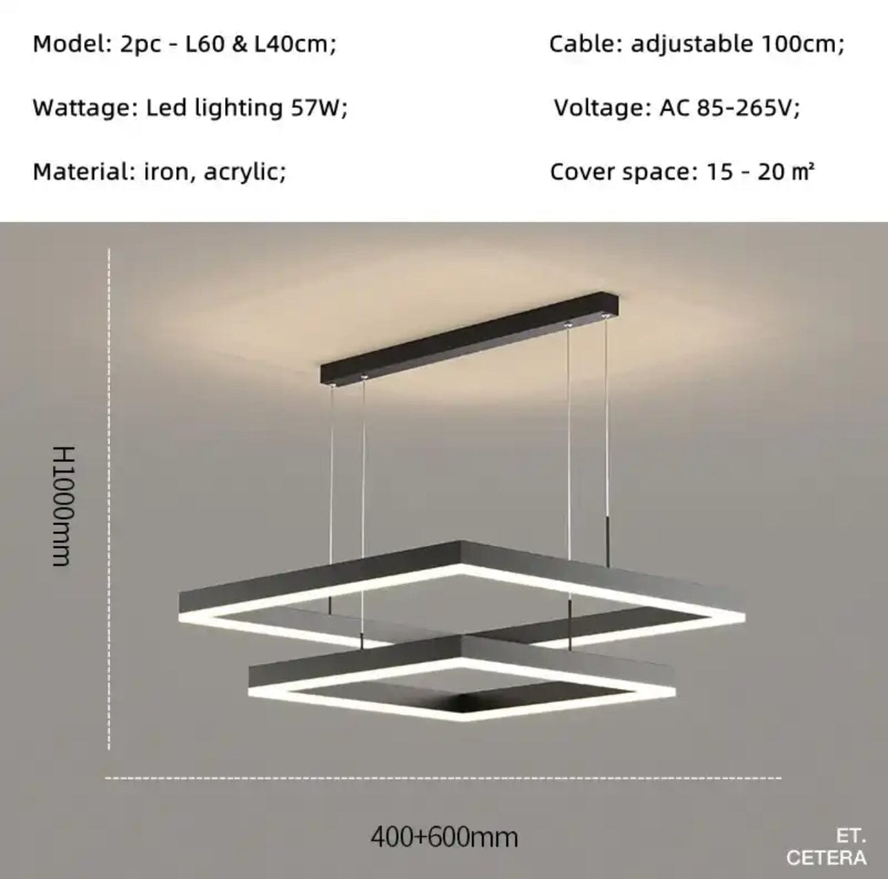 Square Twin Pendant Chandelier