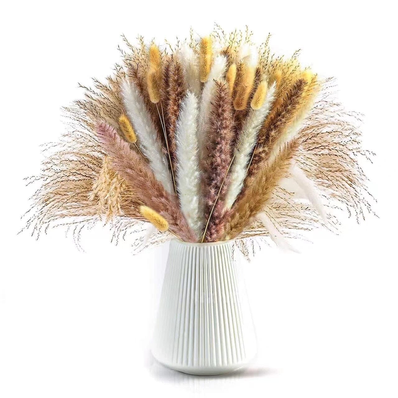 80PCS Natural Dried Pampas Grass Bouquet