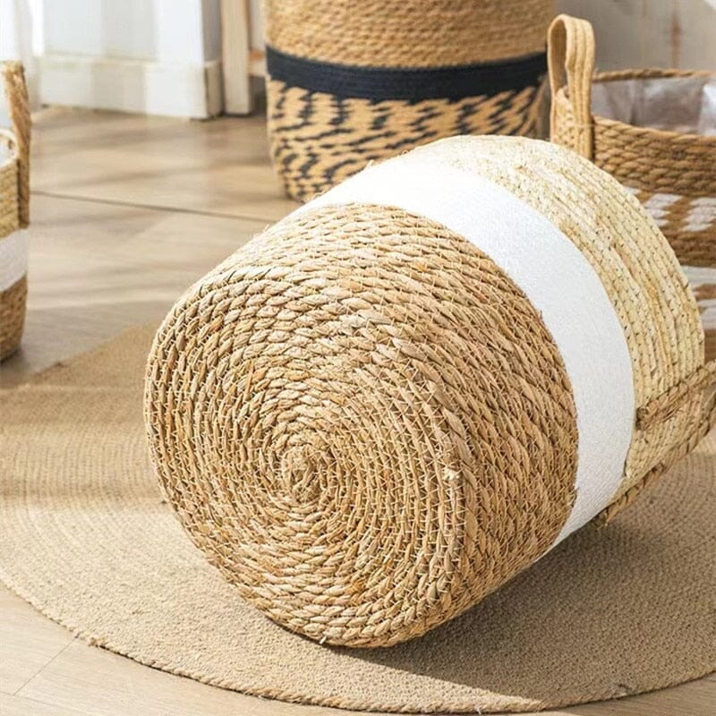 Decorative seagrass storage baskets