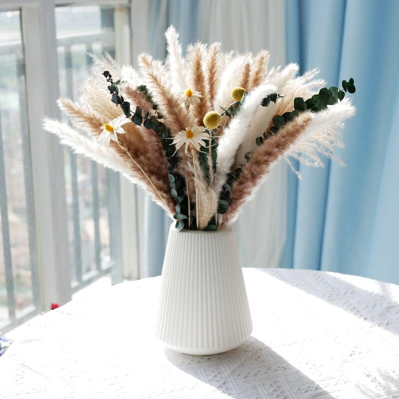 80PCS Natural Dried Pampas Grass Bouquet