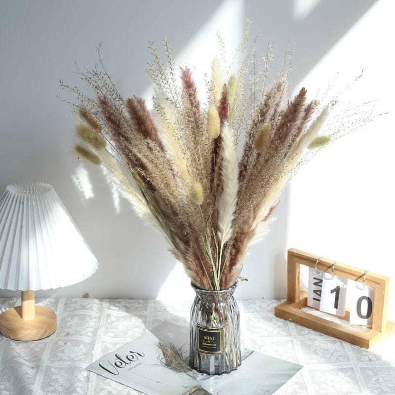 80PCS Natural Dried Pampas Grass Bouquet