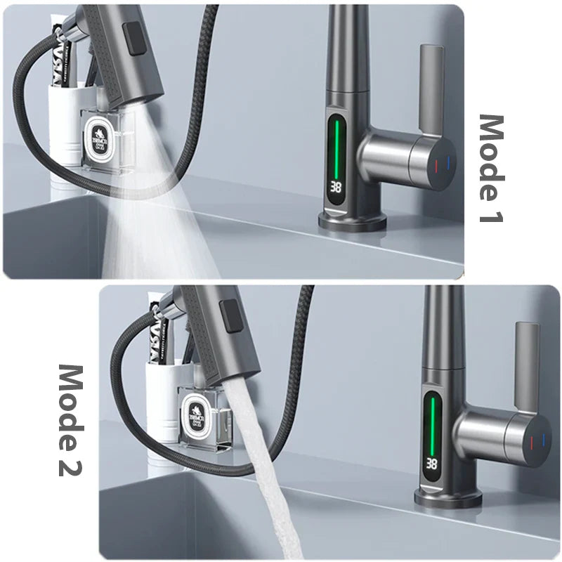 NYRA Waterfall Faucet With Temperature Display