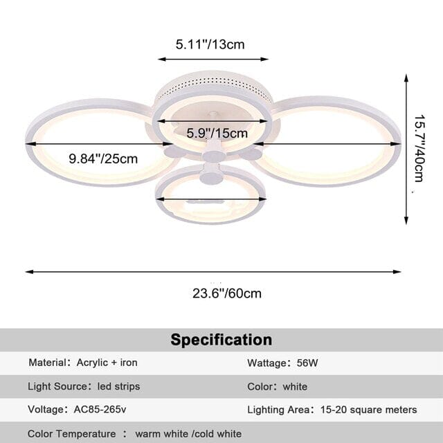 Modern Ring Acrylic Ceiling Lamp With Remote Control