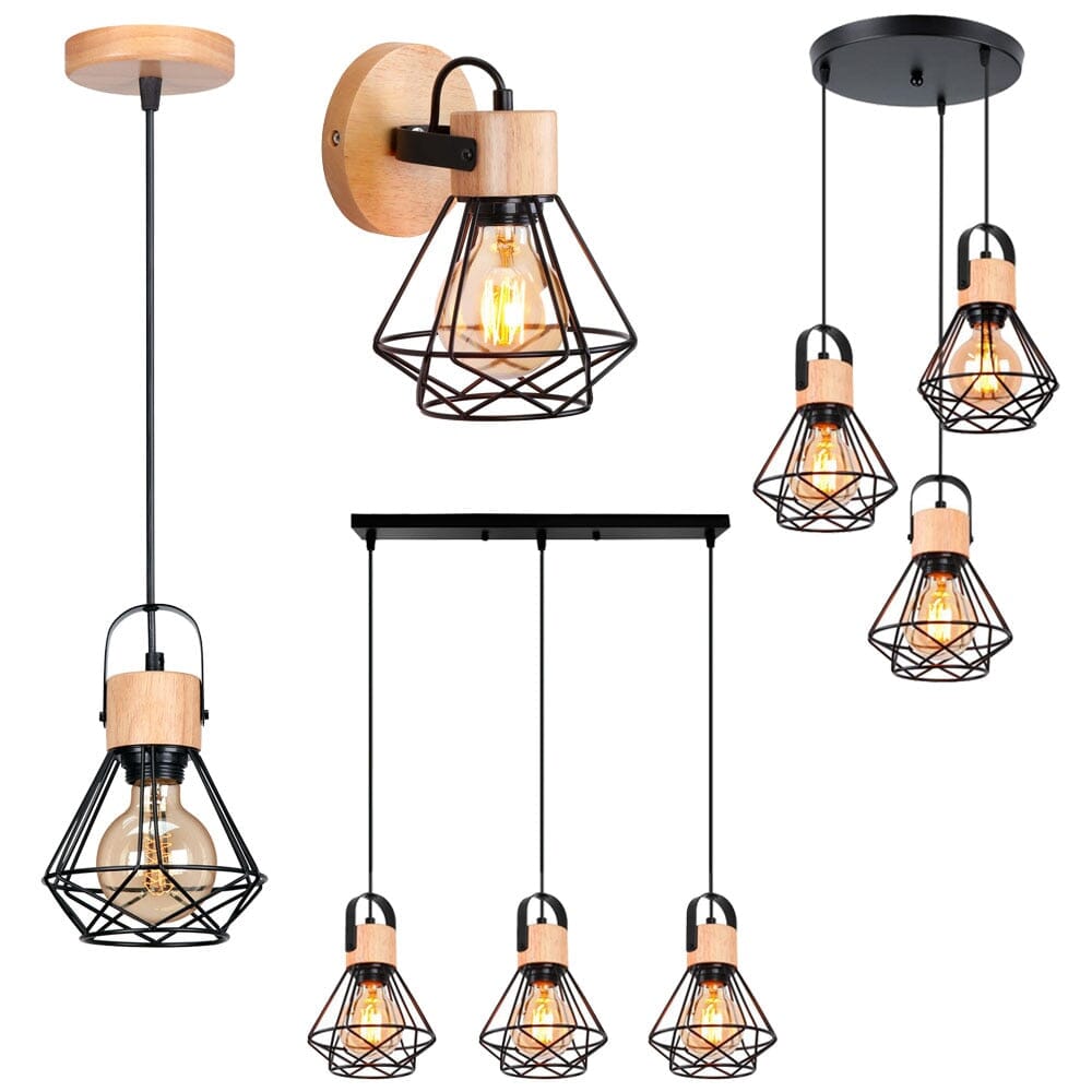 Nordic Vintage Wood Lights