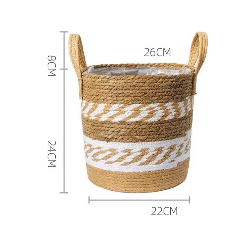 Decorative seagrass storage baskets