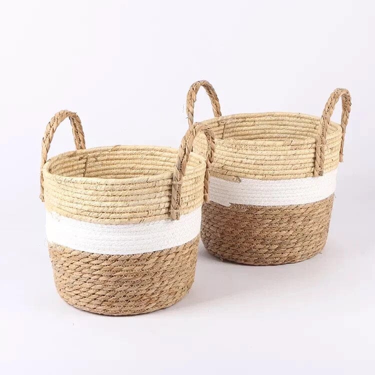 Decorative seagrass storage baskets