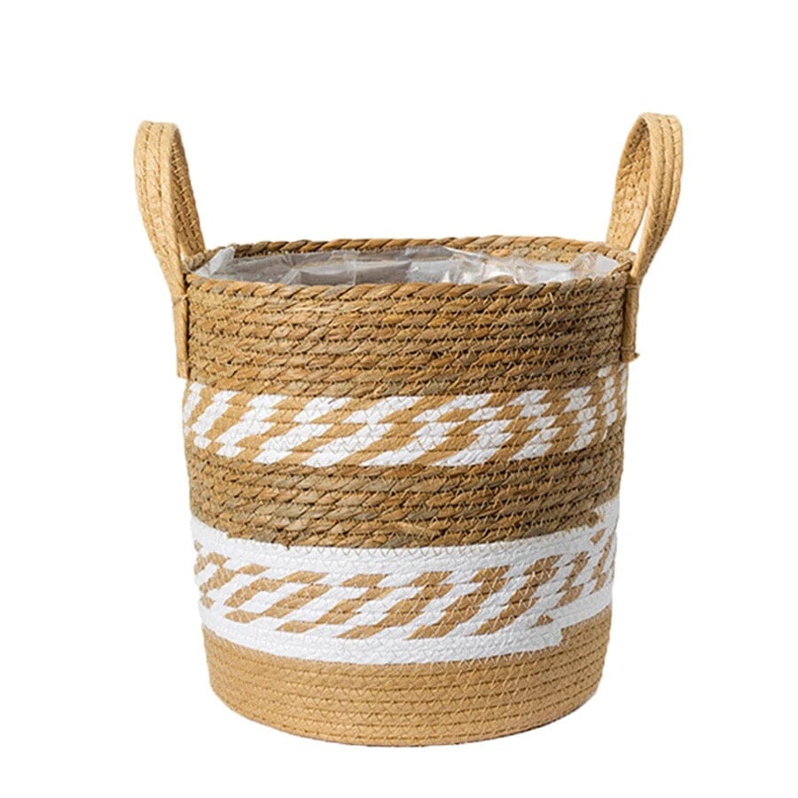 Decorative seagrass storage baskets