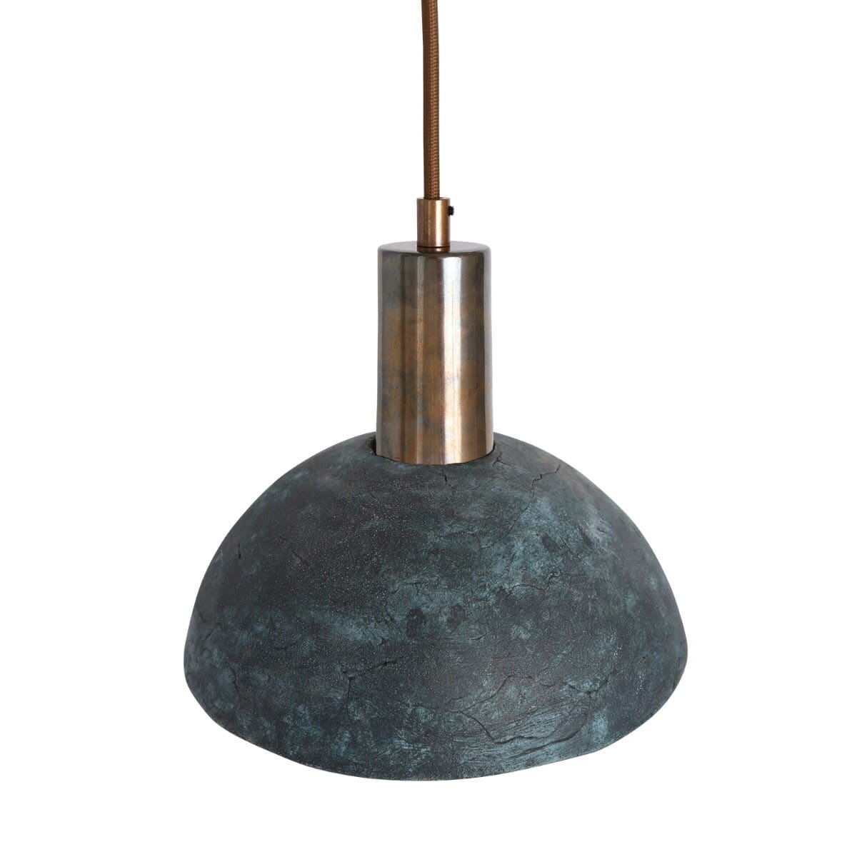 Kauri Organic Ceramic Dome Pendant Light 20cm, Blue Earth