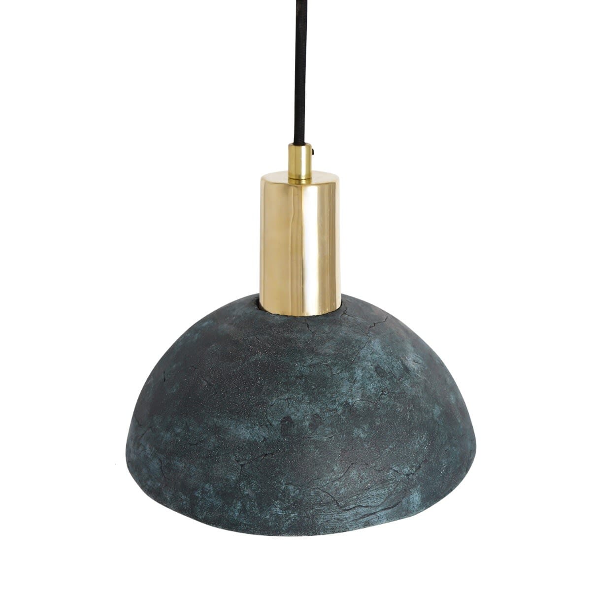 Kauri Organic Ceramic Dome Pendant Light 20cm, Blue Earth