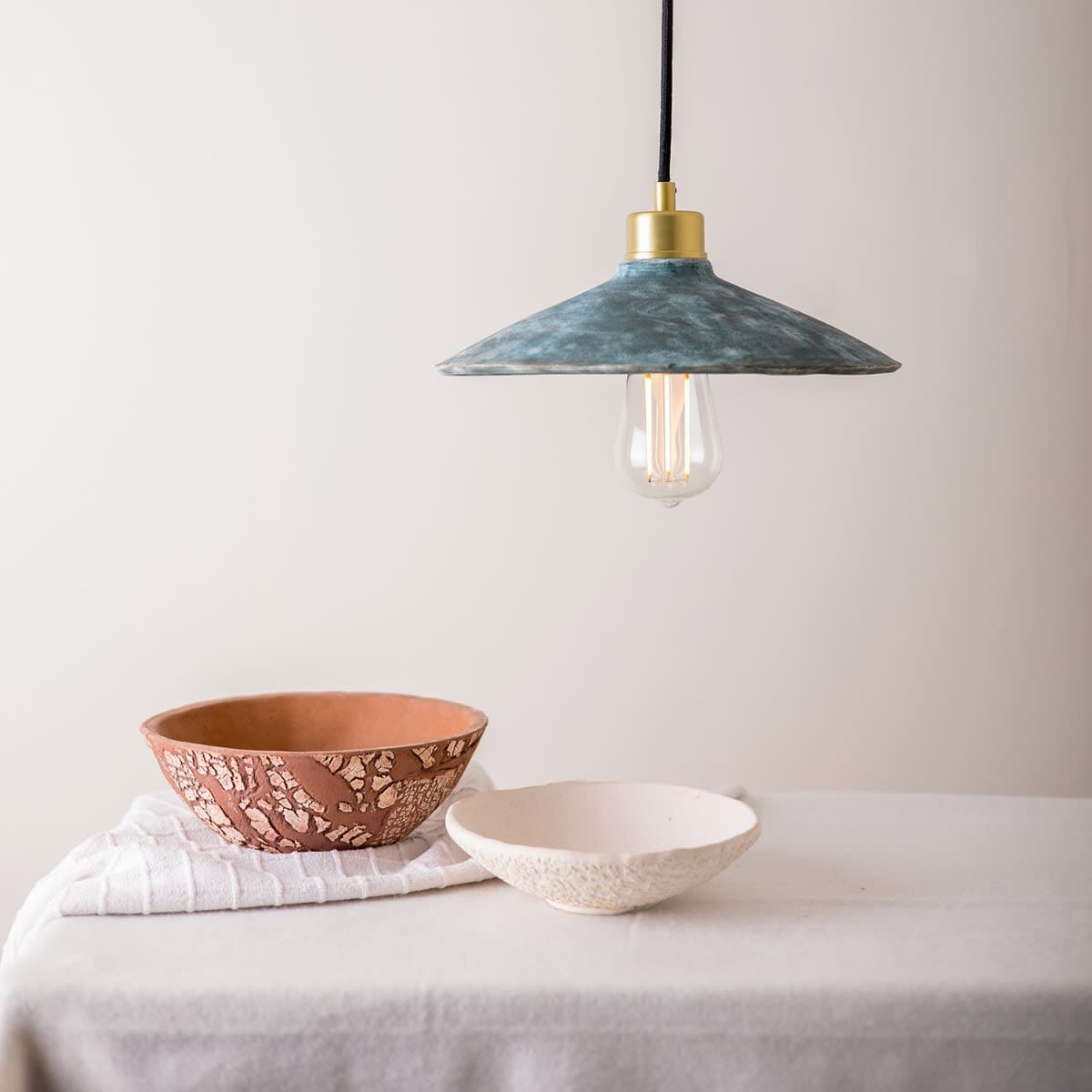 Pyrus Organic Ceramic Pendant Light 28cm, Blue Earth